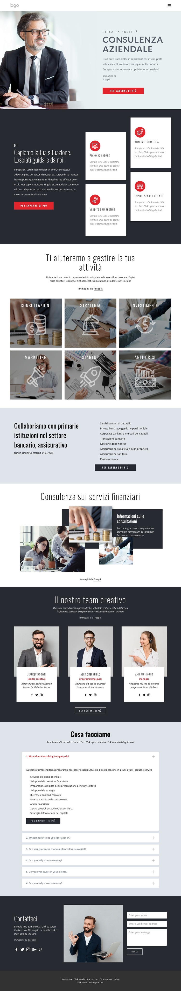 Strategia finanziaria di successo Costruttore di siti web HTML