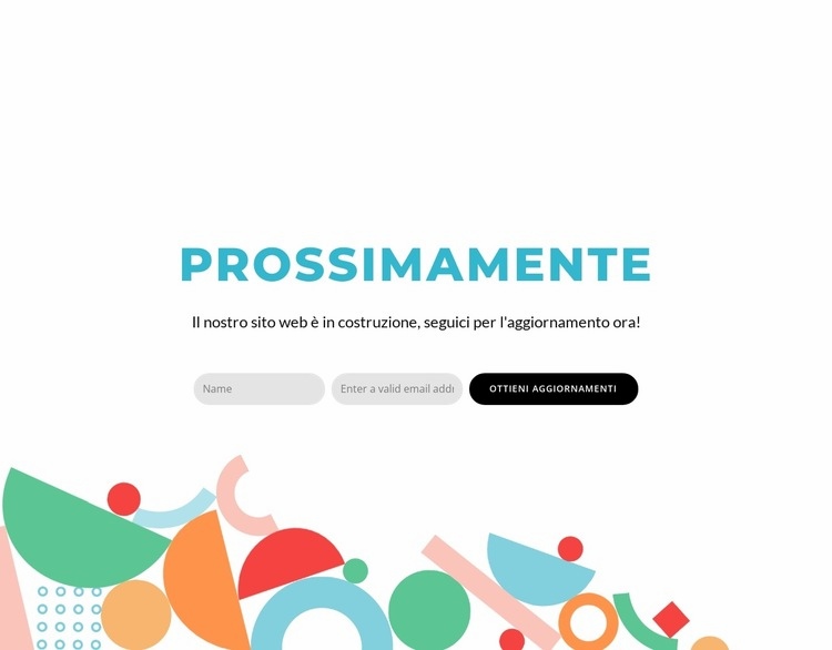 Prossimamente blocco design Mockup del sito web