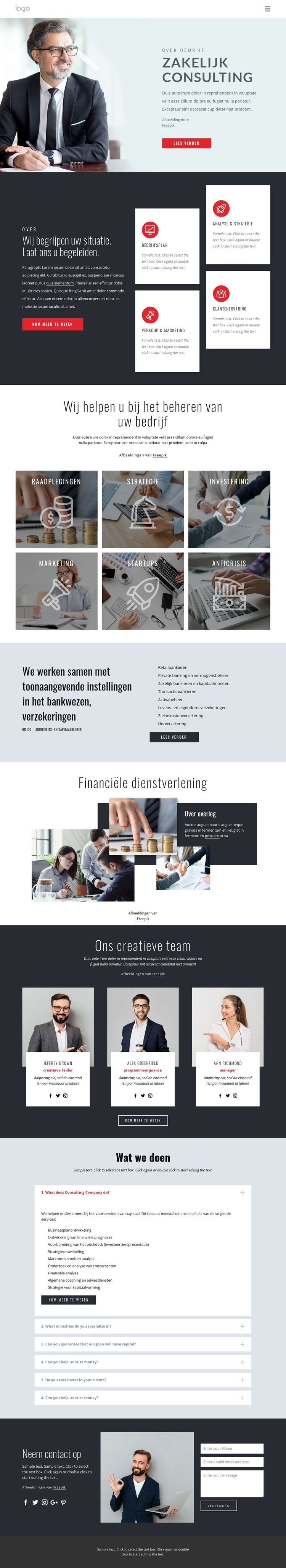Succesvolle financiële strategie Website Builder-sjablonen