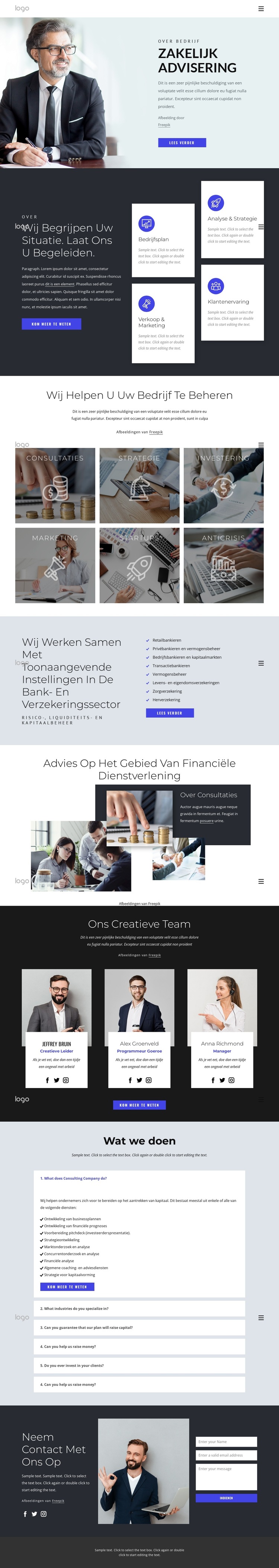 Succesvolle financiële strategie Website sjabloon