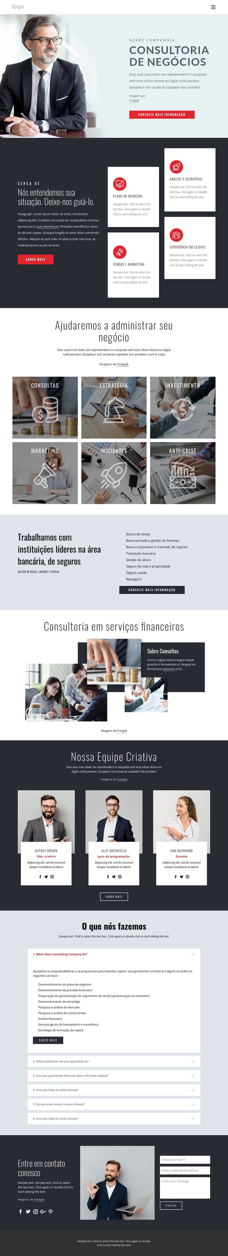 Estratégia financeira de sucesso Maquete do site