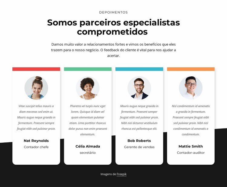 Consultoria de parceiros especializados Maquete do site