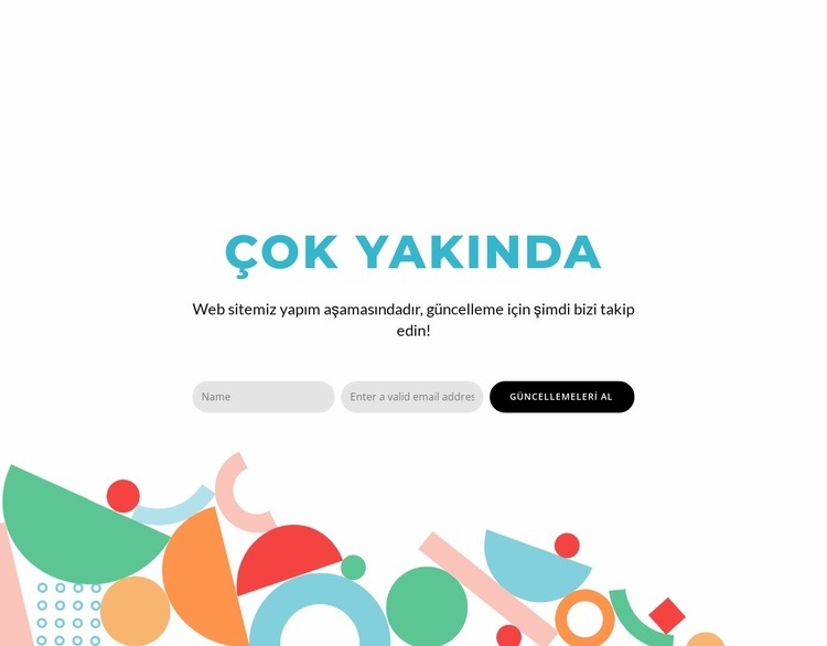 Çok yakında blok tasarımı Açılış sayfası