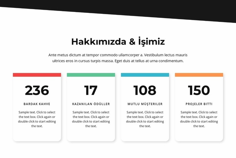 Hakkımızda ve iş tasarımımız Bir Sayfa Şablonu