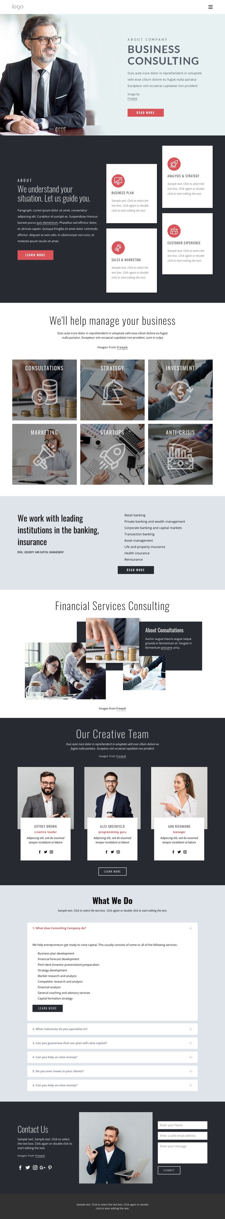 Successful financial strategy Web Page Design