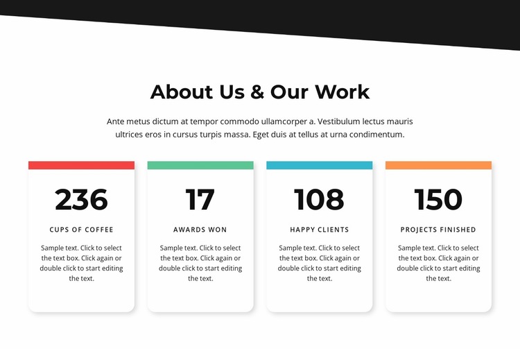 About us and our work design Website Builder Templates
