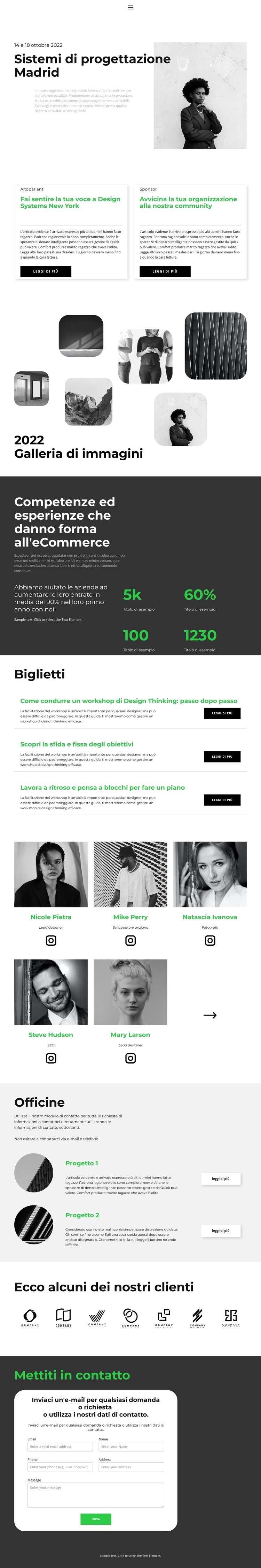 Vieni all'evento Modelli di Website Builder