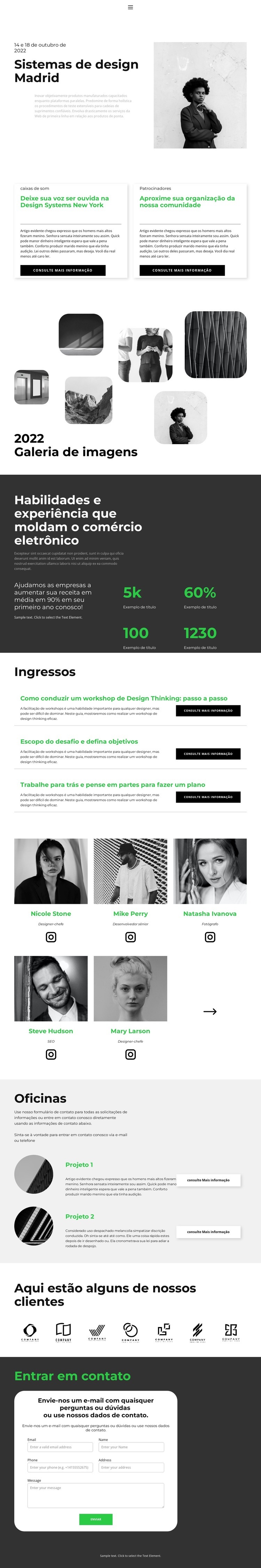 Venha para o evento Design do site