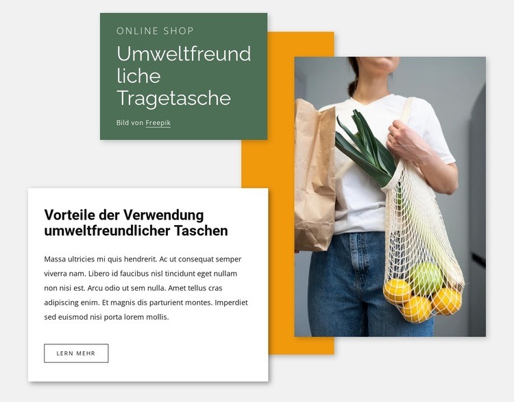 Umweltfreundliche Tasche HTML Website Builder