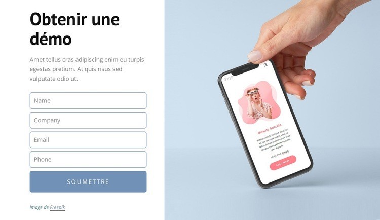 Obtenez une conception de site Web de démonstration Modèle HTML5