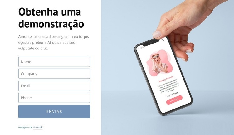 Obtenha um design de site de demonstração Construtor de sites HTML