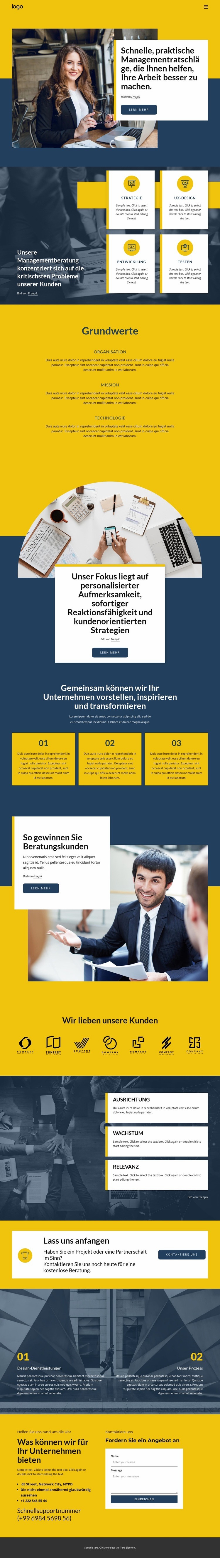 Unternehmensberatungsunternehmen Eine Seitenvorlage