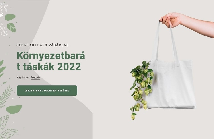 Környezetbarát táskák Weboldal tervezés