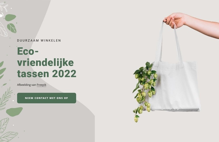 Milieuvriendelijke tassen Website mockup