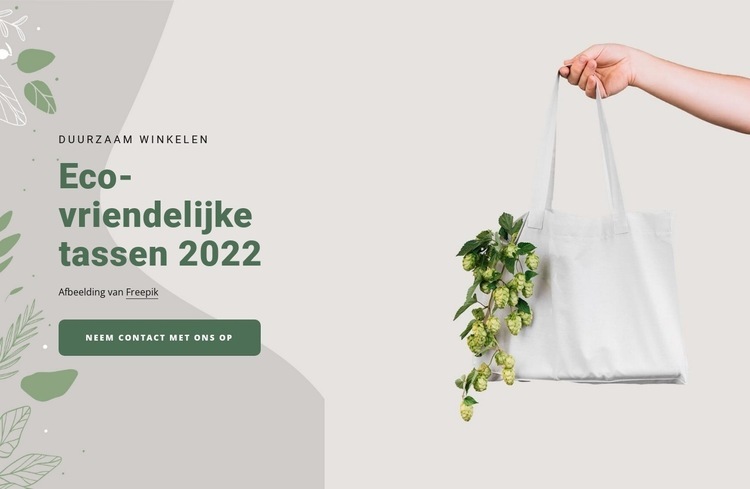 Milieuvriendelijke tassen Website ontwerp