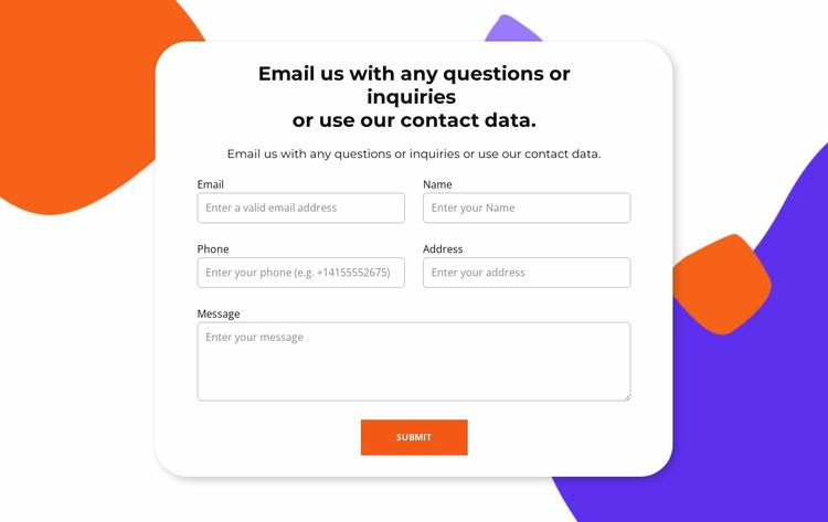Fill out the form Html Website Builder