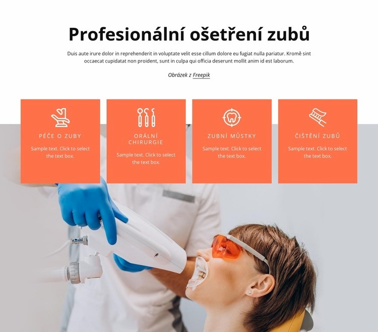 Profesionální ošetření zubů Šablona webové stránky