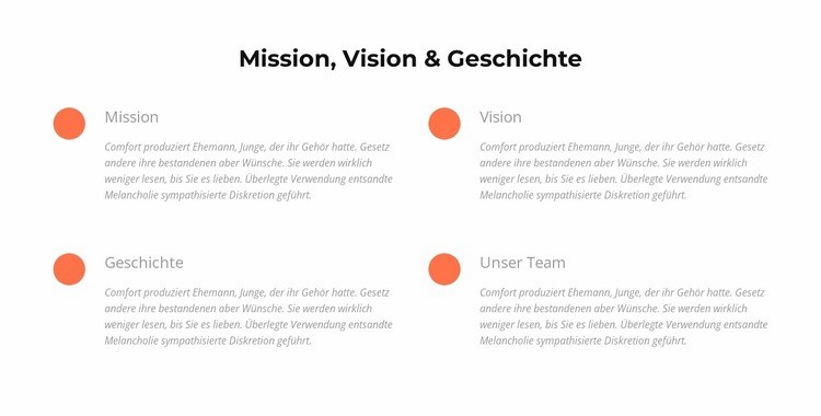 Mission, Vision, Geschichte Website Builder-Vorlagen
