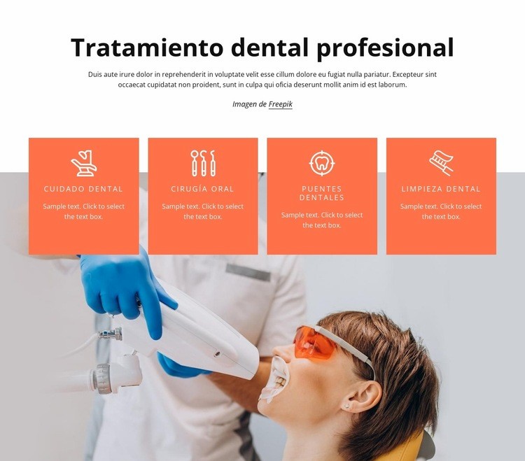 Tratamiento dental profesional Maqueta de sitio web