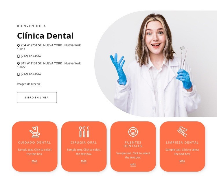 clínica dental pediátrica Maqueta de sitio web
