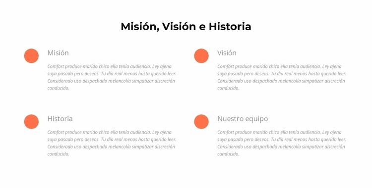 Misión, visión, historia Página de destino