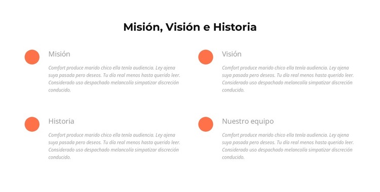 Misión, visión, historia Plantilla HTML