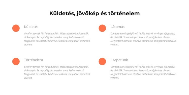 Küldetés, jövőkép, történelem Weboldal tervezés