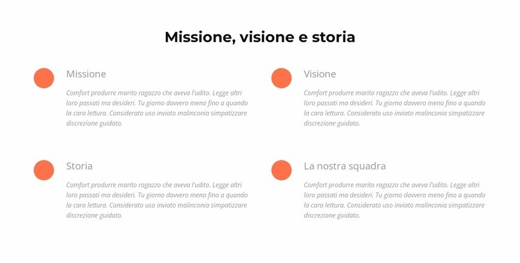 Missione, visione, storia Costruttore di siti web HTML