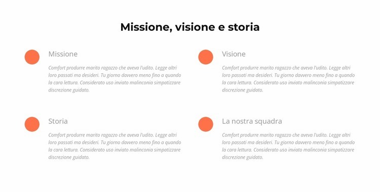Missione, visione, storia Modelli di Website Builder