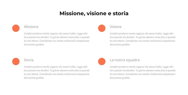 Missione, visione, storia Mockup del sito web