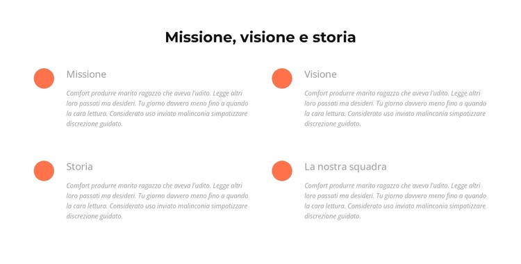 Missione, visione, storia Modello CSS