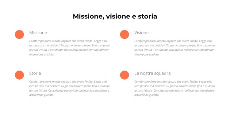 Missione, visione, storia Modello di sito Web