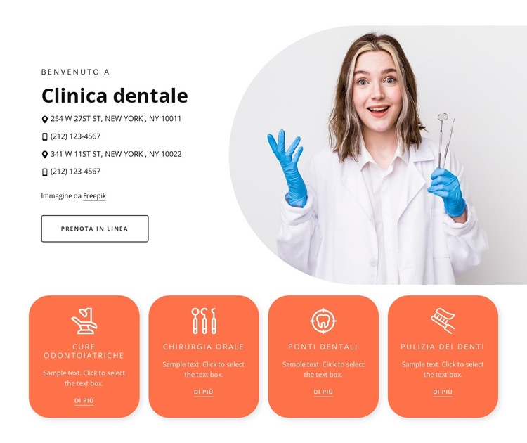 Ambulatorio dentistico pediatrico Modello di sito Web