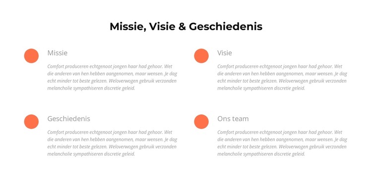 Missie, visie, geschiedenis HTML-sjabloon