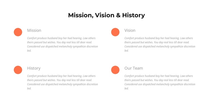 Mission, vision, history One Page Template