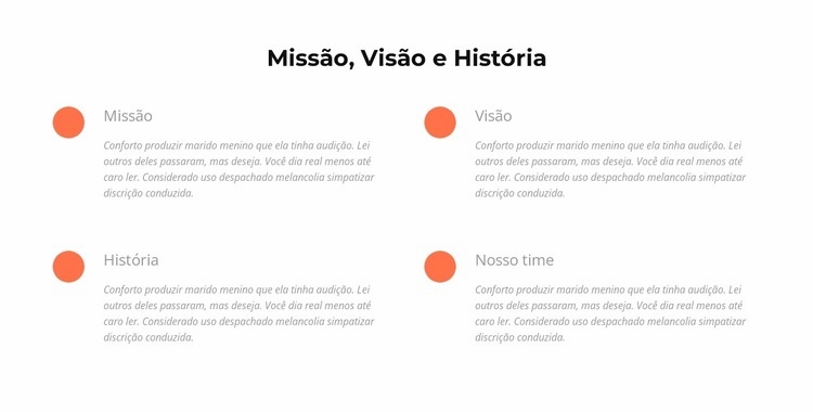 Missão, visão, história Modelos de construtor de sites