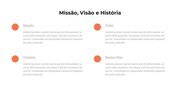 Missão, visão, história Modelo HTML
