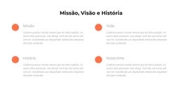 Missão, Visão, História - Design De Uma Página