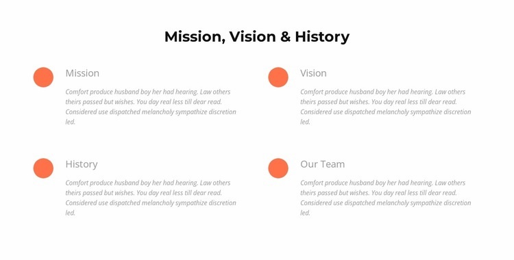 Mission, vision, historia Html webbplatsbyggare
