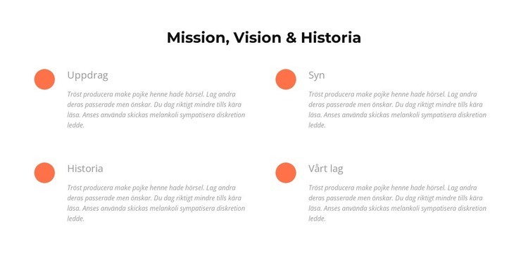 Mission, vision, historia WordPress -tema