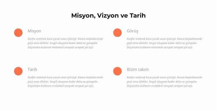 Misyon, vizyon, tarih Bir Sayfa Şablonu