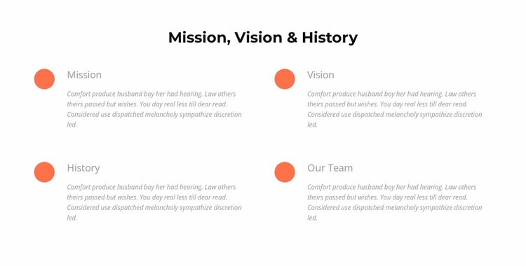 Mission, vision, history Website Builder Templates