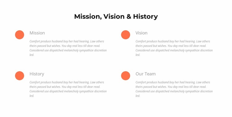 Mission, vision, history Website Mockup