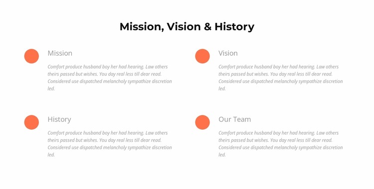 Mission, vision, history WordPress Website Builder