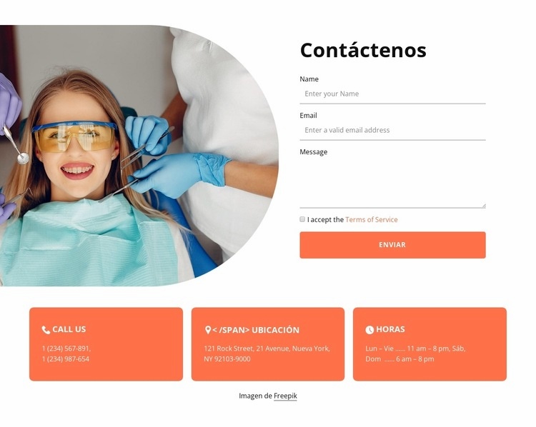 Contacta con nuestra clínica Plantillas de creación de sitios web