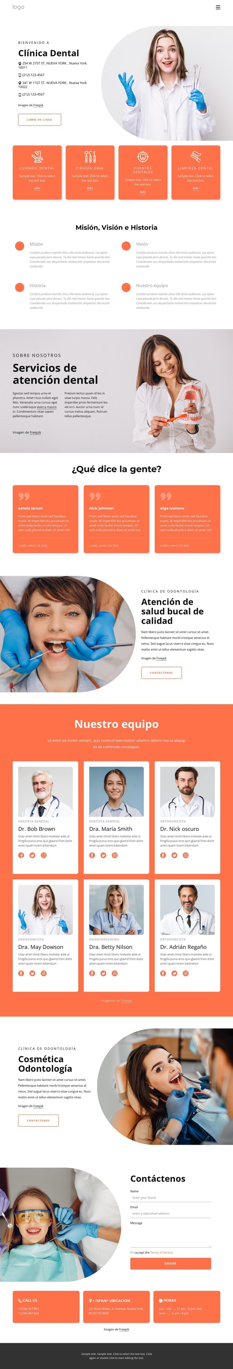 Práctica dental en Nueva York Página de destino