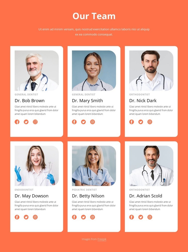 Dental clinic team Homepage Design