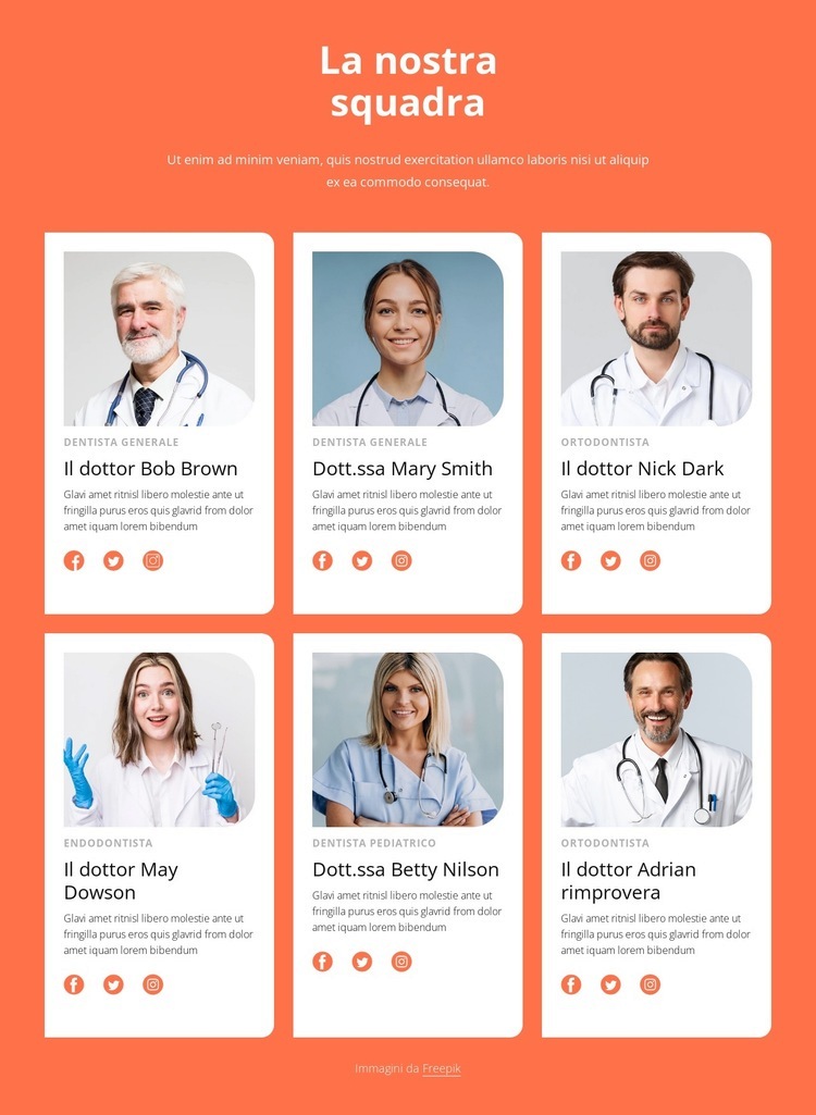 Il team della clinica odontoiatrica Costruttore di siti web HTML