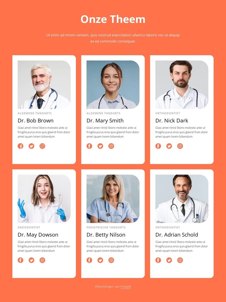 Tandheelkundige kliniek team Html Website Builder