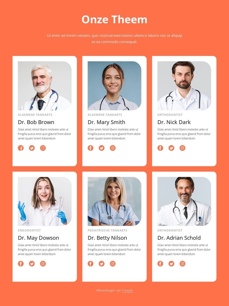Tandheelkundige kliniek team Website ontwerp